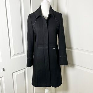 Projek Raw Long Black Wool Blend Coat – Gothic Minimalism, Hidden Buttons, Small
